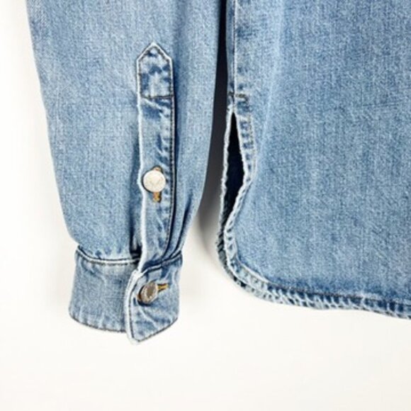 NWOT SÉFR Woody Denim Jean Shirt Men's Size Large In Rancher Blue Made In Italy - Picture 5 of 15